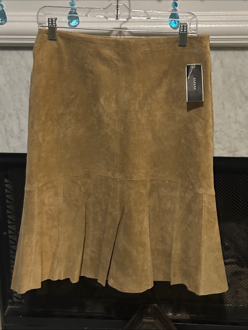 Alfani Camel Suede Flared-Hem A-Line Skirt